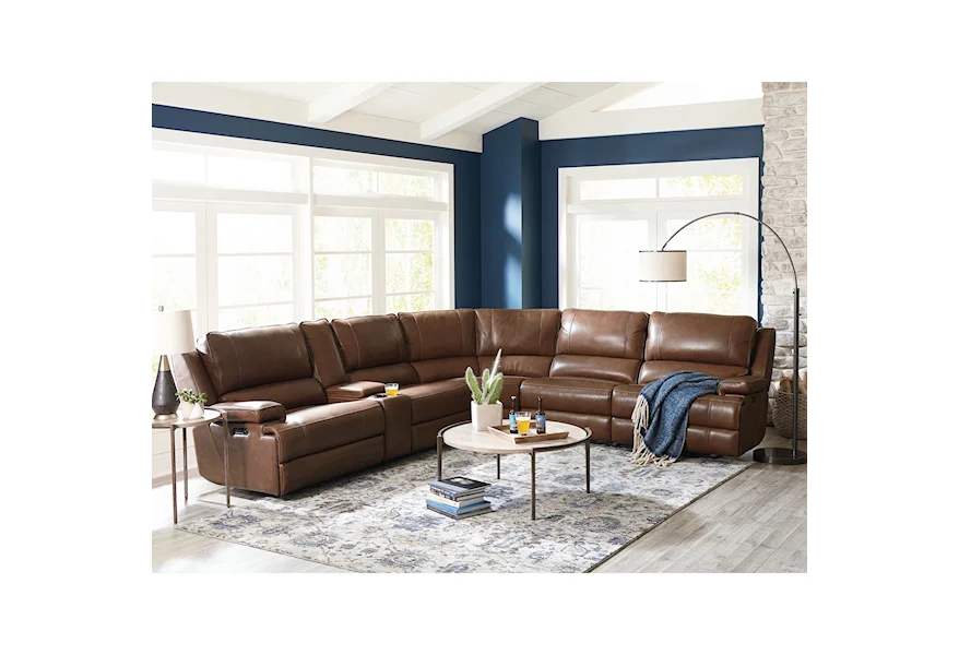Club Level - Parsons Power Reclining Sectional by Bassett at Esprit Decor Home Furnishings